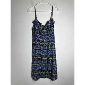 A9 Blue Bohemian Aztec Print Sundress Size L Blue Black